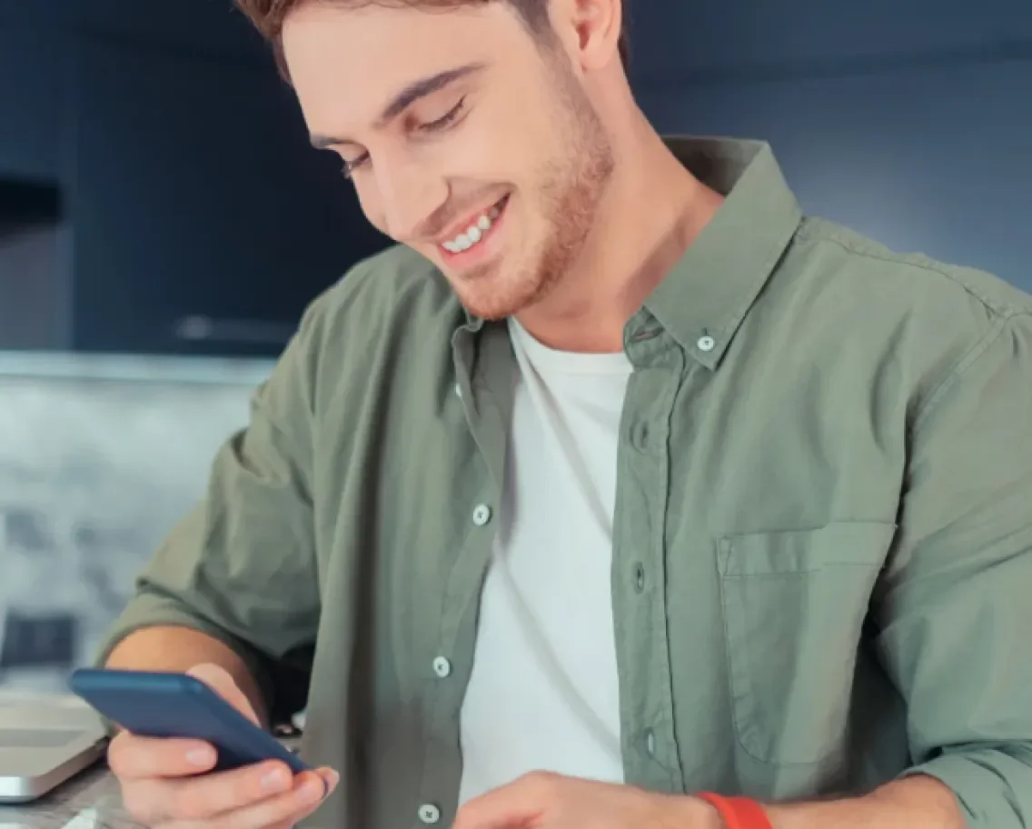 Man making a mobile payment