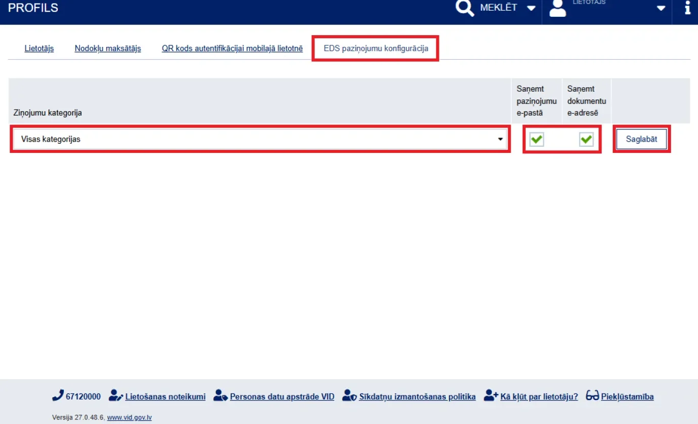 EDS ekrānšāviņš
