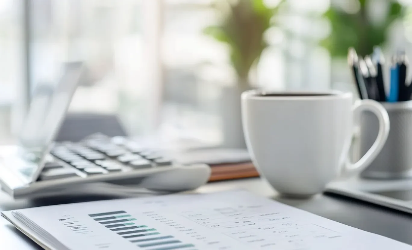 Dokumenti uz galda un kafijas krūze 