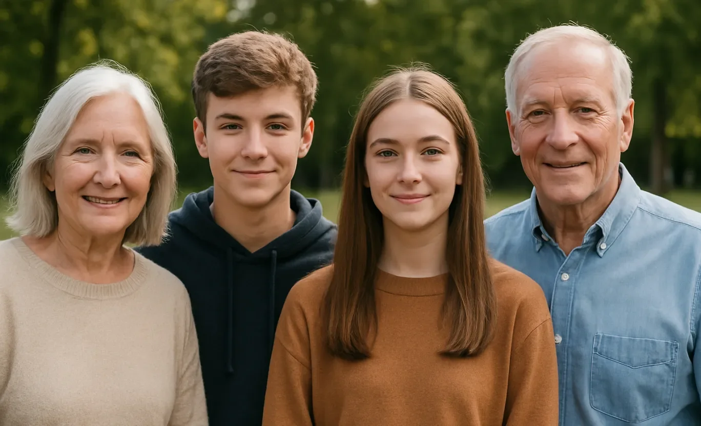 grandparents with their grandkids 
