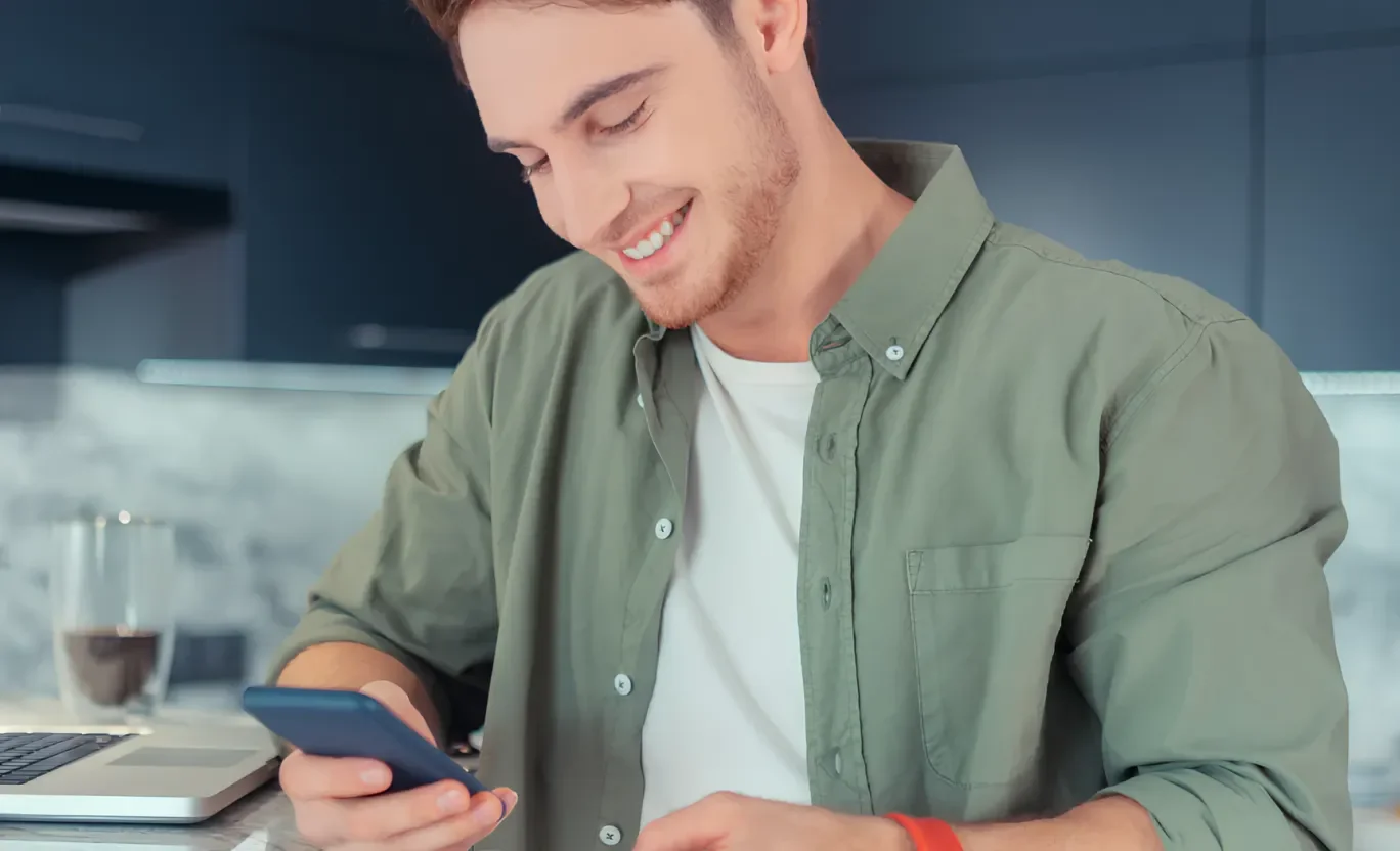 Man making a mobile payment