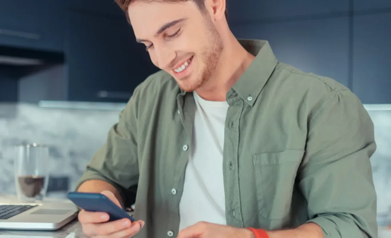 Man making a mobile payment